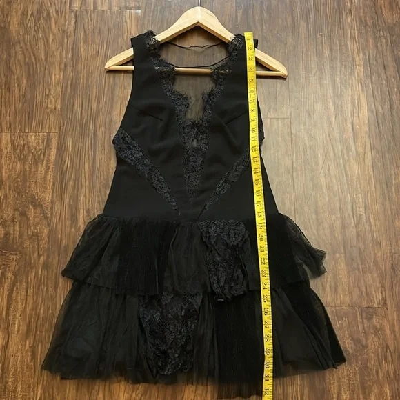 Free people Dove lace sheer mesh mini ruffle dress 4 - Picture 9 of 13